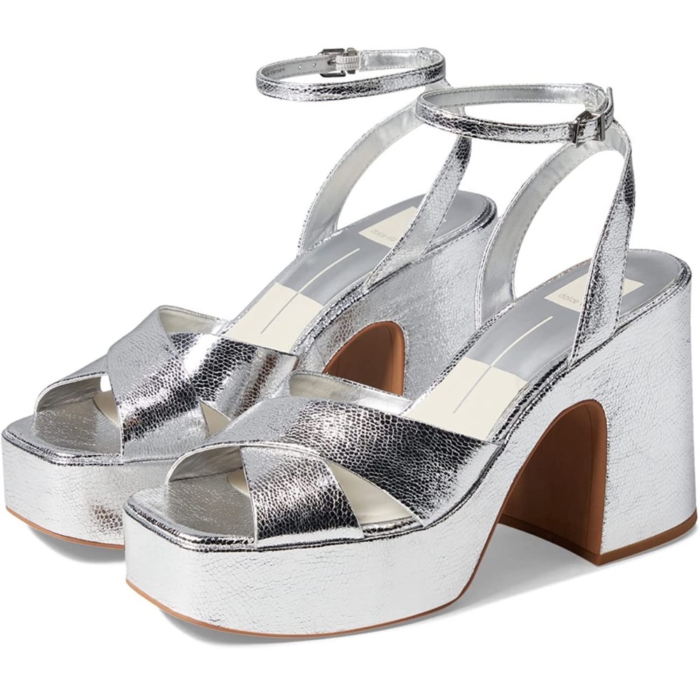 DOLCE VITA WESSI STRAPPY PLATFORM SANDALS SILVER